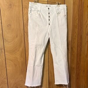 Zara White Jeans with Silver Button Detail